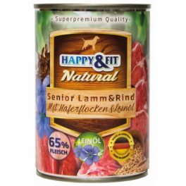   Happy&Fit Natural Dog Konzerv Senior  Bárány&Marha Zabliszttel&Lenmagolajjal 400g