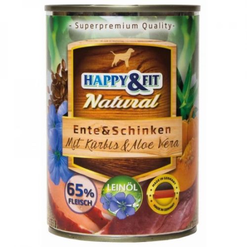 Happy&Fit Natural Dog Konzerv  Kacsa&Sonka Sütőtökkel&Aloe Verával 400g